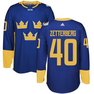 Miehille NHL Ruotsi Team #40 Henrik Zetterberg Authentic kuninkaallisen sininen Vieras 2016 World Cup